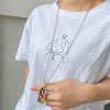Rectangle with Leopard Print Pattern Alloy Pendant Necklaces FS-WG13654-01-4
