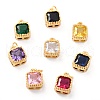 Real 18K Gold Plated Brass Inlaid Cubic Zirconia Charms ZIRC-L100-073G-1