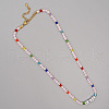 Christmas Theme Glass & Imitation Pearl & Brass Bicone Beaded Necklaces GF3195-11-1