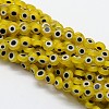 Handmade Evil Eye Lampwork Flat Round Bead Strands LAMP-L058-10mm-01-1