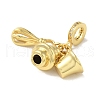Rack Plating Brass Micro Pave Clear Cubic Zirconia European Dangle Charms KK-P272-12G-2