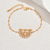 Brass Micro Pave Clear Cubic Zirconia Flower Link Bracelets NB2954-3