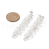 Glass Disc Beaded Tassel Dangle Stud Earrings EJEW-TA00214-2