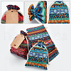  24Pcs 4 Colors Bohemian Rectangle Geometric Print Linenette Drawstring Bags ABAG-NB0001-88B-4