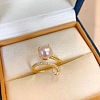 Mother's Day Jewellery Cat Shape Natural Freshwater Pearl & Crystal Rhinestone Cuff Rings for Women FS-WGC5CB5-01-3