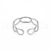 304 Stainless Steel Open Oval Wrap Cuff Ring for Women RJEW-S405-192P-2
