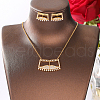 Elegant Brass Micro Pave Clear Cubic Zirconia Stud Earrings & Pendant Necklaces Sets for Women XG2235-4