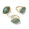 Horse Eye Natural African Turquoise(Jasper) Cuff Rings RJEW-M076-04G-06-2