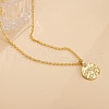 Brass Micro Pave Clear Cubic Zirconia Engraved Coin Pendant Necklaces FS-WG96BC1-01-2
