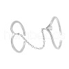 925 Sterling Silver with Cubic Zirconia Open Cuff Double Rings for Women FS-WGE2F5D-01-5