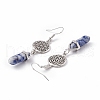 Gemstone Bullet with Flower Dangle Earrings EJEW-I276-03P-4