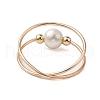 Round Shell Pearl Beaded Ring RJEW-TA00134-2