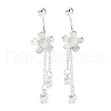 999 Fine Silver Flower Tassel Ear Plug Gauges EJEW-P296-10S-1