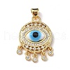 Lampwork Evil Eye Pendants with Colorful Cubic Zirconia ZIRC-L102-14G-02-2