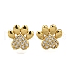 Clear Cubic Zirconia Dog Claw Print Stud Earrings EJEW-C035-02G-2