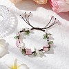 Electroplated Natural Rose Quartz Chip Bead Braided Bead Bracelets for Women BJEW-TA00610-01-1