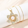 Brass Micro Pave Cubic Zirconia and Plastic Beads Necklaces NJEW-Q041-07G-4