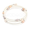 Mother's Day Jewellery Four-Loops Brass & Natural Freshwater Pearl Beaded Wrap Bracelets for Women BJEW-F470-02S-1