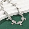 Mushroom Brass Micro Pave Clear Cubic Zirconia Link Bracelets for Women BJEW-Z126-04P-2