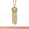 Bohemian 304 Stainless Steel & Imitation Pearl Oval Tassel Pendant Necklaces for Women NJEW-Z061-11G-5