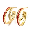 Enamel Round Stud Earrings with Cubic Zirconia KK-C026-10G-2
