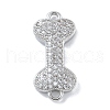 Rack Plating Brass Micro Pave Clear Cubic Zirconia Bone Connector Charms KK-A234-059P-1