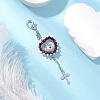 Handmade Evil Eye Lampwork & Glass Seed Beaded Heart Pendant Decorations HJEW-MZ00211-05-1