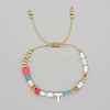 Bohemian Style Shell Letter Bead Braided Bead Bracelets for Women WG07C1E-20-1
