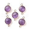 Natural Amethyst Connector Charms G-C102-09F-G-1