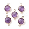 Natural Amethyst Connector Charms G-C102-09F-G-1