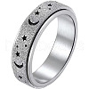 Non-Tarnish 201 Stainless Steel Moon and Star Rotatable Finger Ring MOST-PW0001-005H-05-1