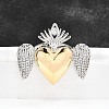 Gothic Style Brass Micro Pave Clear Cubic Zirconia Cuff Rings for Women RJEW-U051-02E-GP-1