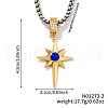 Vintage Retro Style Starburst Evil Eye Star Brass Cubic Zirconia Pendant Necklaces for Parties QO1430-1-1