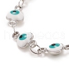 Enamel Heart with Evil Eye Link Chains Bracelet BJEW-P271-06P-3