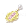 Glass Cylinder Seed Beaded Rhombus Pendants PALLOY-MZ00651-01-4