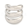 Non-Tarnish 304 Stainless Steel Three Layers Wide Open Cuff Ring for Women RJEW-A043-22P-2