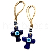 Evil Eye Cross Lampwork Pendant Decorations PW-WG066E4-01-5
