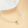 Alloy Letter A Pendant CCB & Imitation Peal Beaded Necklaces for Women WGAD56C-01-2