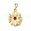 Flower 304 Stainless Steel Rhinestone Pendant Decorations STAS-H202-21G-1