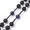 Natural Lapis Lazuli & Lava Rock & Synthetic Hematite Rosary Bead Necklaces NJEW-JN04461-01-5