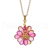 7Pcs 7 Colors Flower Handmade Glass Seed Beaded Pendant Necklaces NJEW-MZ00096-3