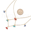 Colorful Imitated Austrian Crystal Bicone Glass Beaded Tassel Brass Cable Chain Double Layer Necklaces NJEW-JN05304-3