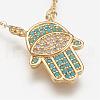 Brass Micro Pave Cubic Zirconia Pendant Necklaces NJEW-J051-13G-2