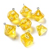 7 Styles Transparent Resin Polyhedral Dice Pendants Set RESI-A029-01G-1