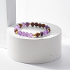 Natural Wenge Wood & Gemstone Beaded Stretch Bracelet BJEW-JB07818-5