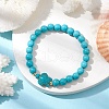 Round Synthetic Turquoise Beaded Stretch Bracelets BJEW-JB10269-04-4