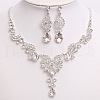 Teardrop & Moon Alloy Rhinestone Pendant Necklace & Stud Dangle Earring FS-WG0A8BD-04-1