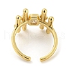 Brass Micro Pave Cubic Zirconia Open Cuff Ring RJEW-C033-01G-3
