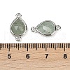 Natural Green Strawberry Quartz Connector Charms G-L514-048G-08-3