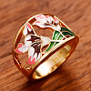 Flower Pattern Brass Enamel Finger Rings FS-WGFE972-03-3